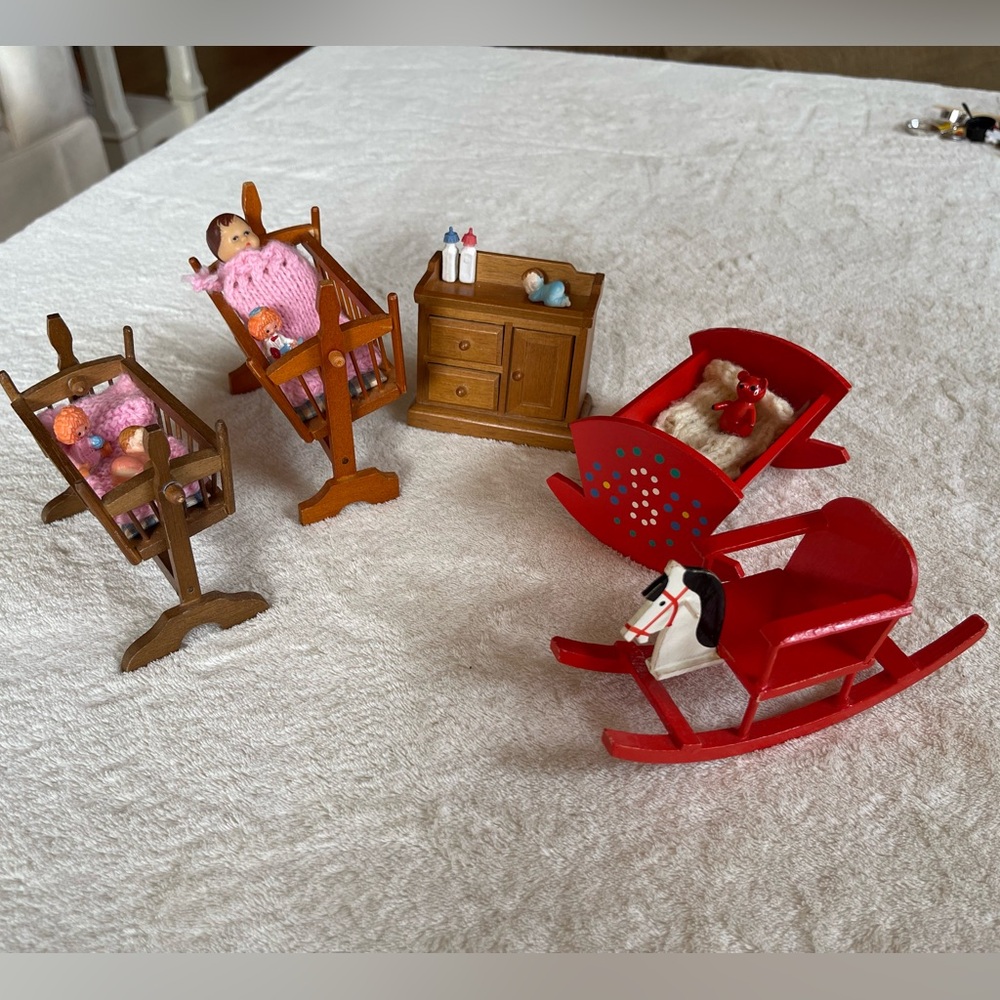 Vintage Dollhouse Nursery Set